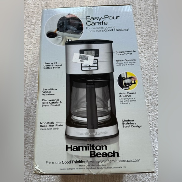NEW IN BOX Hamilton Beach Black and Silver Coffee Maker - Picture 2 of 4
